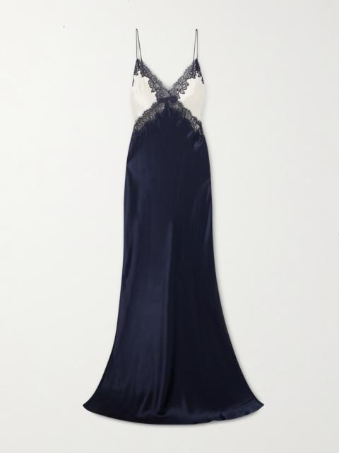 Aumoe Lace-trimmed Silk-satin Gown