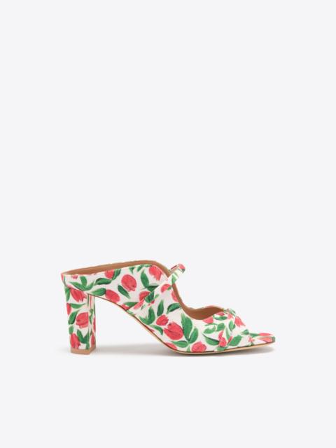 Norah 70 Red Tulip Print Canvas Heeled Sandals
