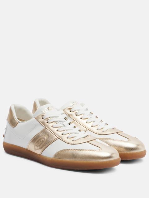 Metallic leather sneakers