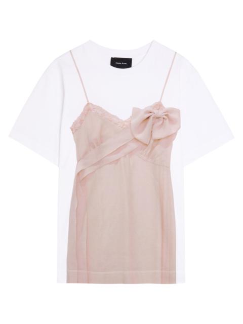 Simone Rocha Bow Sash Slip Dress Trompe L'oeil Printed Cotton T-shirt