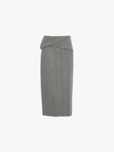 Wrap Skirt In Blue-Grey Check