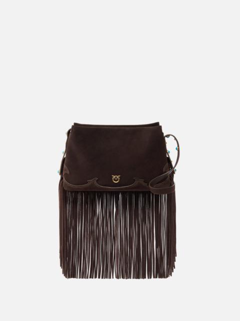 ONE, TWO, THREE BAG SMALL CROSSBODY BAG IN SUEDE WITH FRINGES