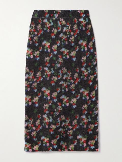 Edouard Floral-print Mohair-blend Midi Skirt