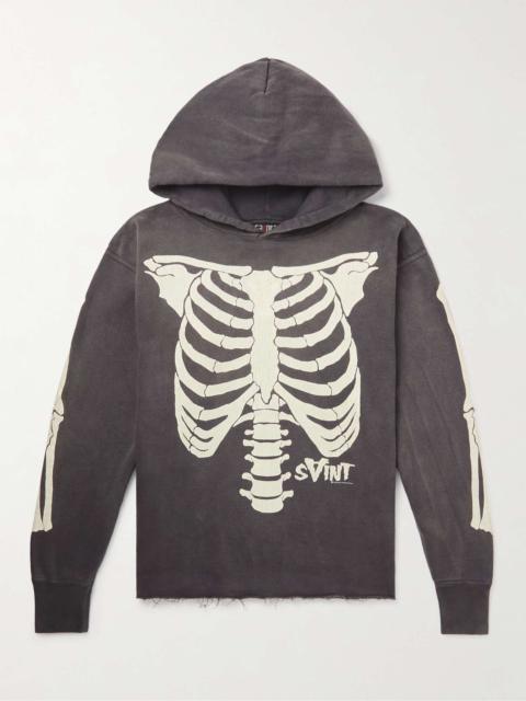 Distressed Printed Cotton-Jersey Hoodie