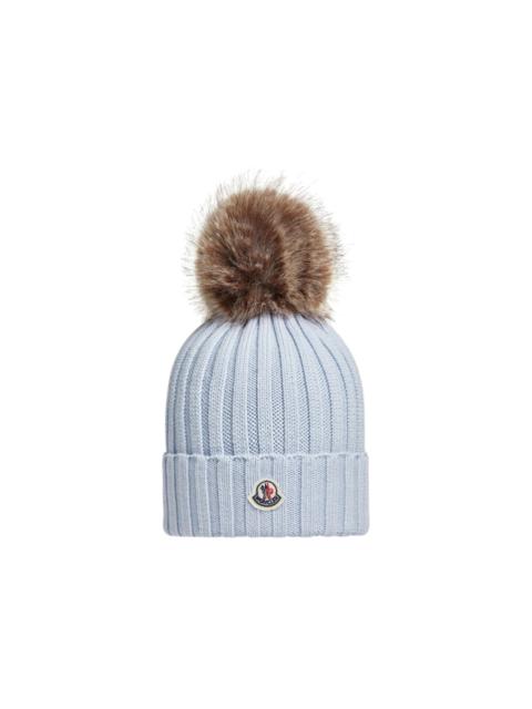 Moncler Wool Pom Pom Beanie Light Blue