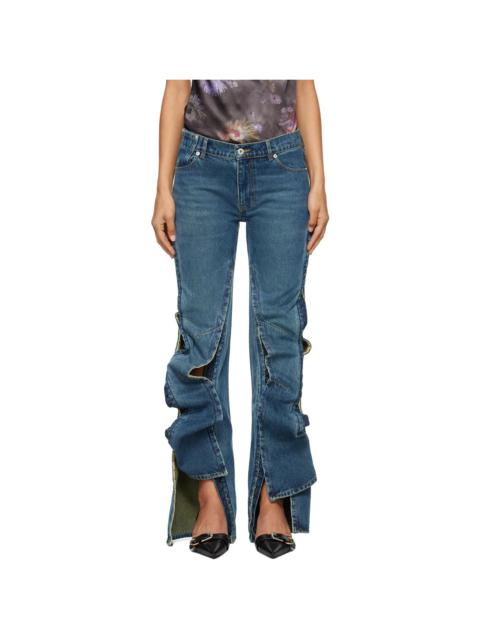 Blue Hook and Eye Slim Jeans