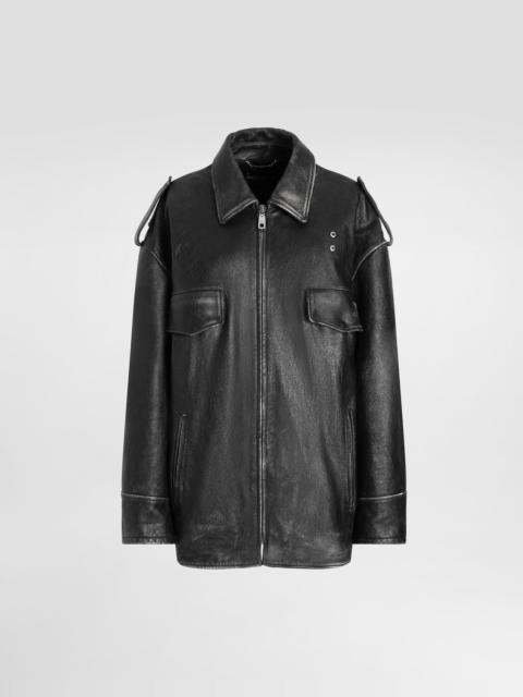Vintage-effect leather jacket