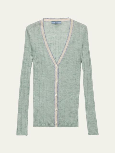 Ribbed Cashmere Silk Cardigan