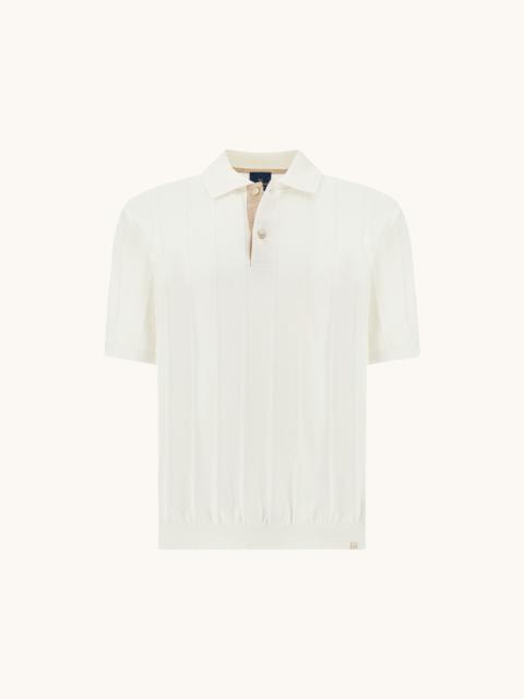 POLO IN PIUMA COTTON WITH LINEN DETAILS