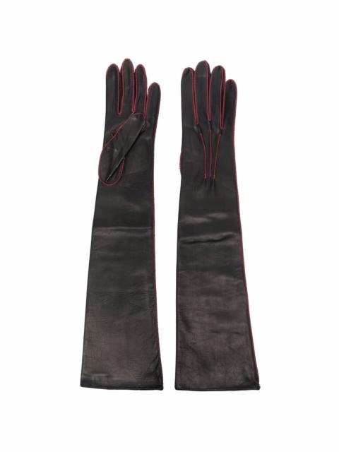 stitch-detail leather gloves