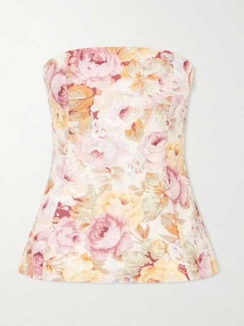 Petro Strapless Floral-print Linen Top