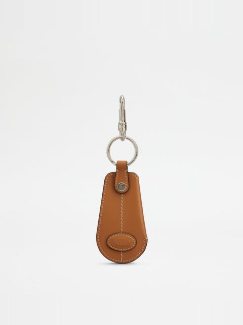 KEY HOLDER IN LEATHER WITH SHOEHORN - BROWN