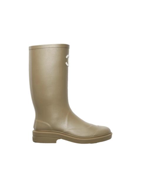 Chanel Rubber Rain Boots Dark Beige