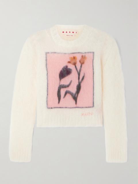 Intarsia-knit Mohair-blend Sweater
