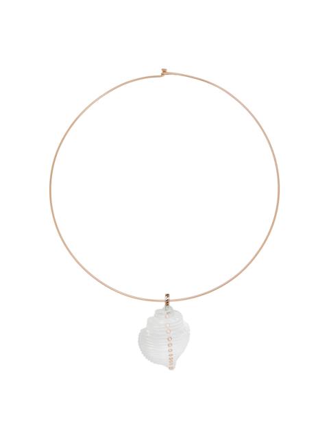 Quartz, Shell, and Diamond 18K Gold Necklace gold
