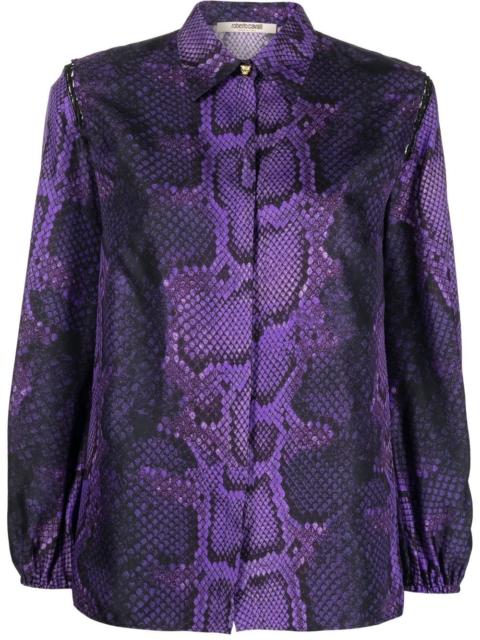 snake-print silk shirt