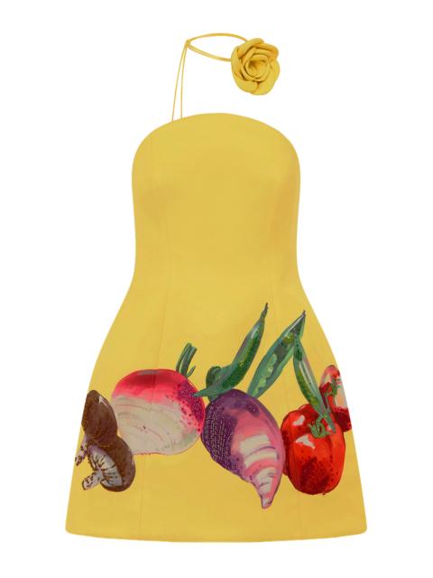 Zaria Strapless Crepe Bustier Mini Dress yellow