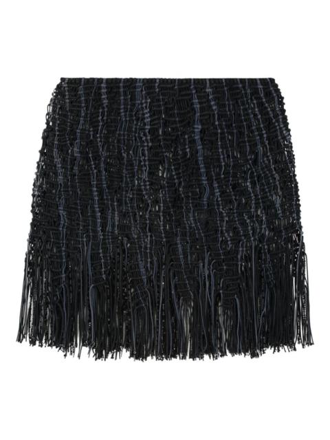 Element knitted fringe mini skirt