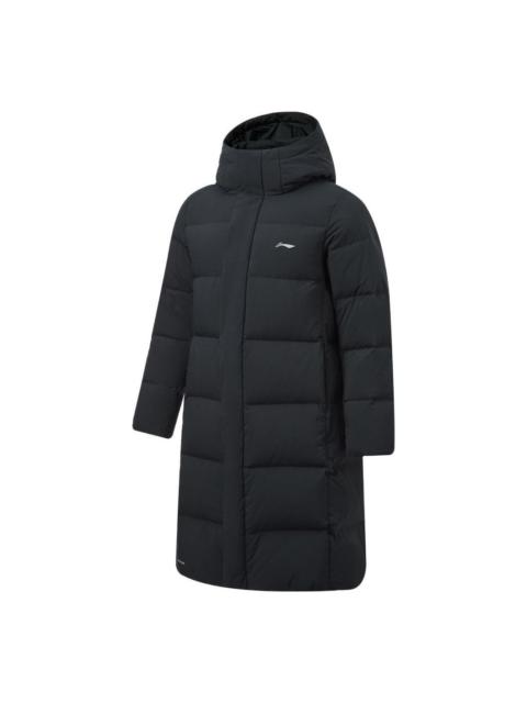 Li-Ning Logo Printed Warm Long Down Jacket 'Black' AYMT107-1