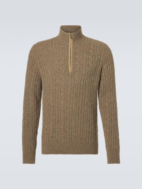 Cable-knit cashmere half-zip sweater