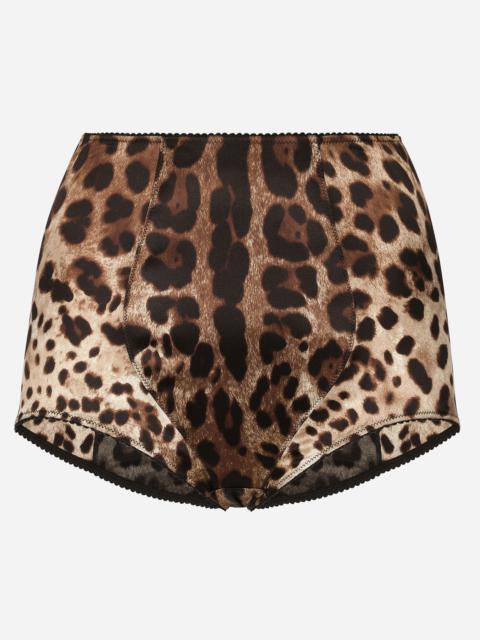 Satin culottes with leopard print