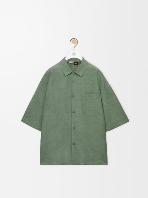 Short sleeve shirt in viscose and linen