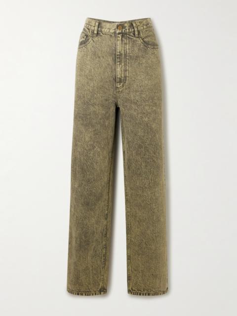 Acid-wash High-rise Wide-leg Jeans