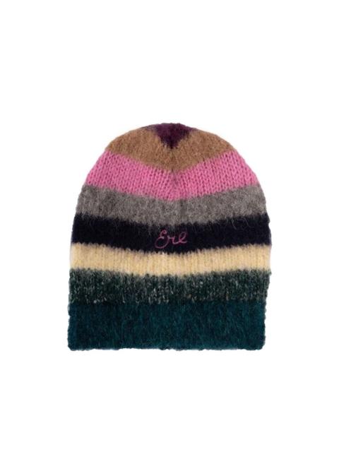 striped embroidered hat