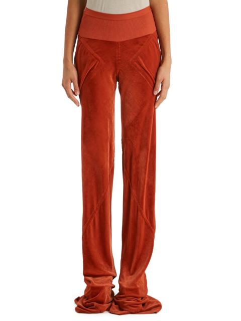 bias-cut velvet-effect trousers