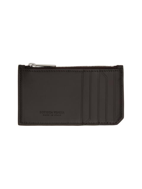 Brown Intrecciato Piccolo Zipped Card Holder