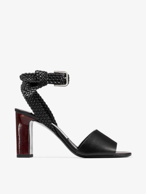 Rori 85
Black Shiny Calf Leather and Shiny Cork Sandals