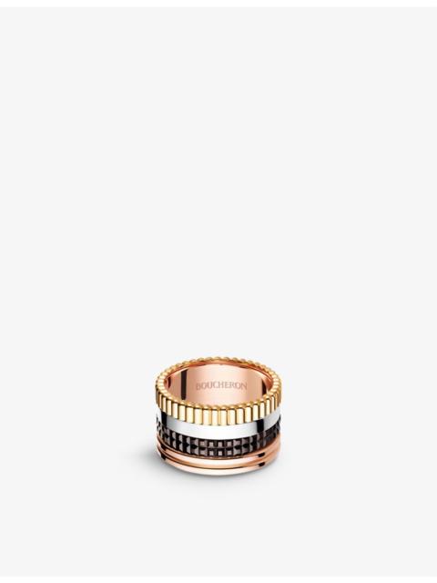 Quatre Classique 18ct yellow-gold, white-gold and pink-gold ring