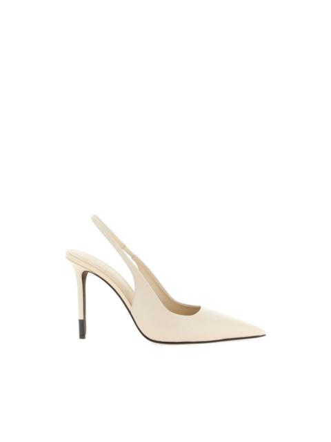 pointed monile leather pumps