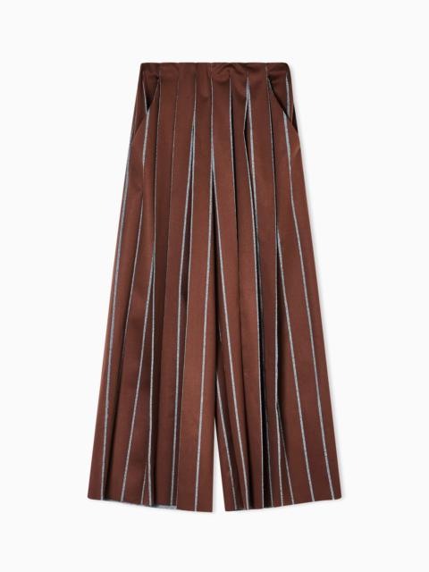 WIDE-LEG TROUSERS IN CHINÉ-EFFECT JERSEY