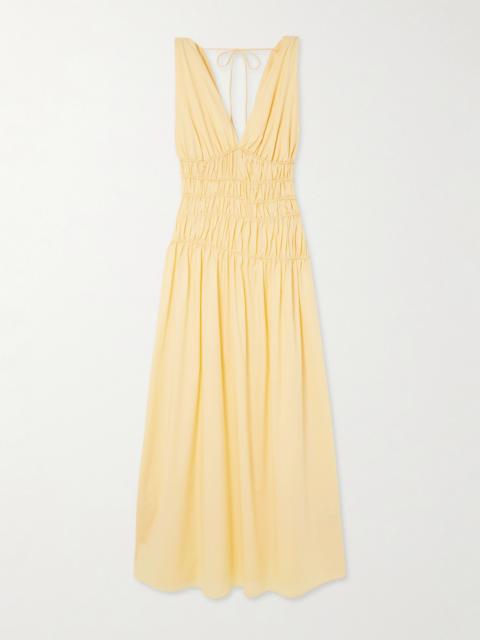 Saja Tie-detailed Ruched Cotton Maxi Dress