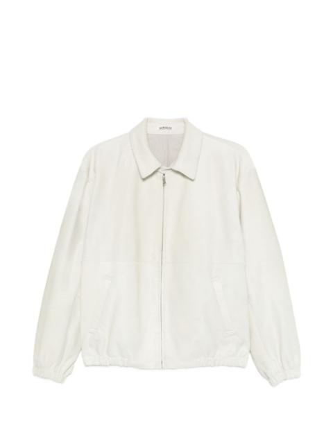 calf-hair zip-up blouson
