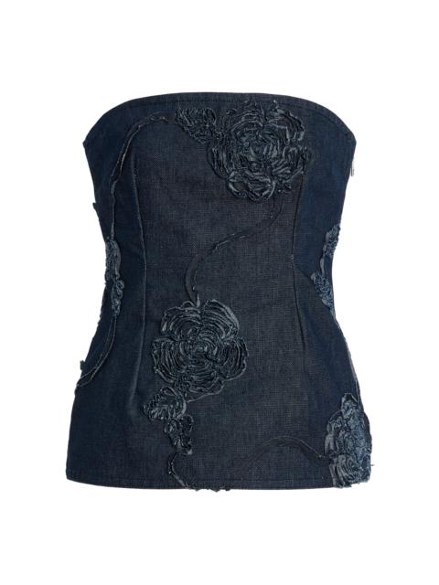 Strapless Denim Top blue