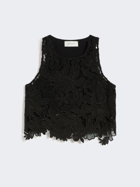 Short macramé top - black