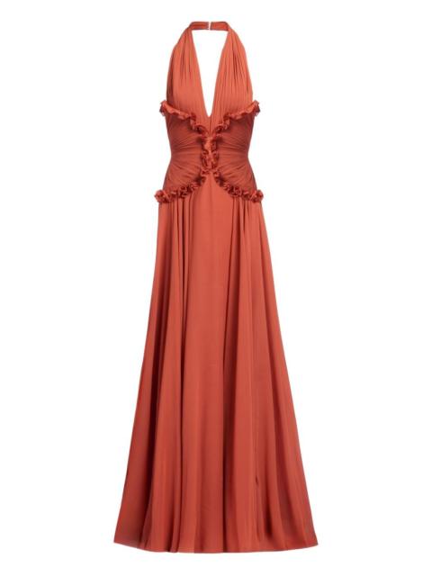 silk v-neck maxi dress