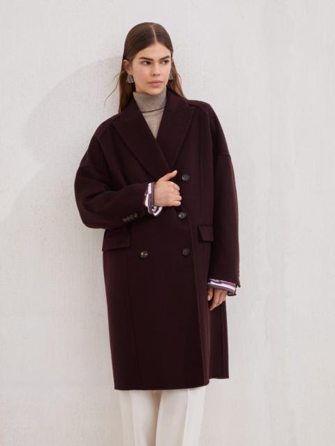 Hand-crafted coat in cashmere double beaver cloth with monili