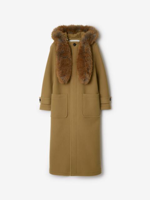 Faux Fur Trim Wool Duffle Coat