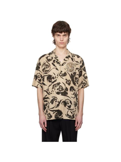 Beige & Black Appliqué Shirt