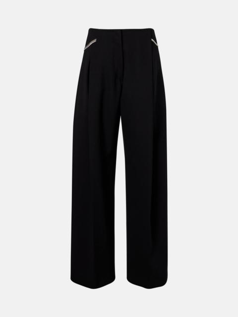 Pleated low-rise wide-leg pants