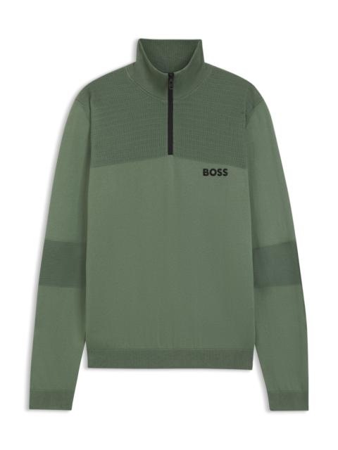 WATER-REPELLENT ZIP-NECK SWEATER IN A COTTON BLEND