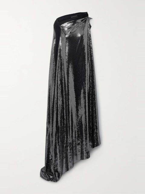 Embellished sequined stretch-knit gown