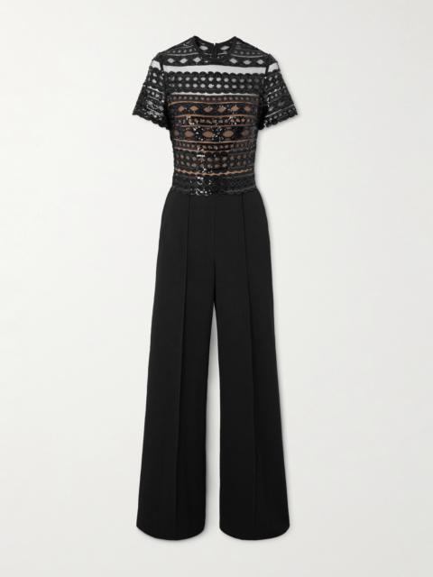 Sequin-embellished Lace And Cady Jumpsuit