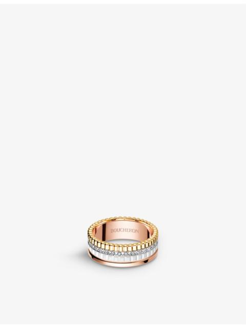 Quatre 18ct white, yellow and pink-gold, 0.24ct diamond and ceramic ring