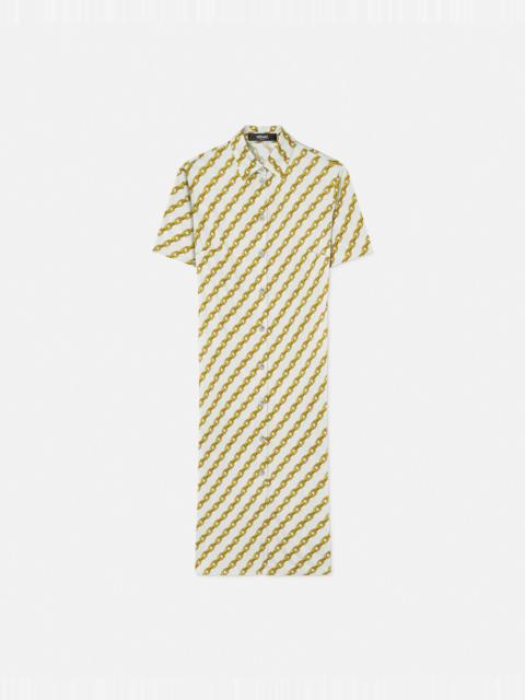 Chain Stripes Fitted Midi Shirt Dress