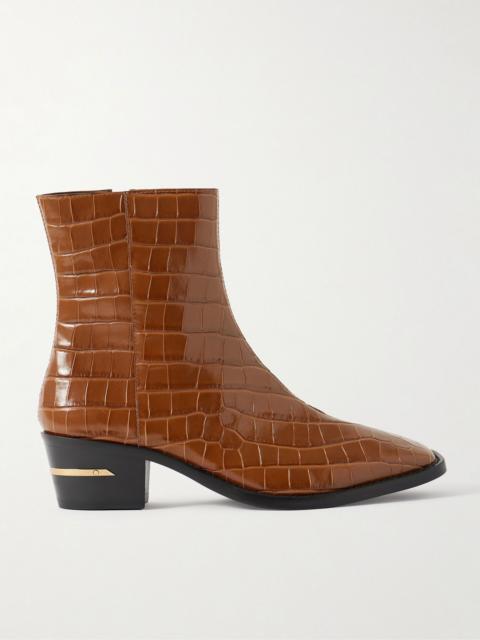 Croc-Effect Leather Chelsea Boots Dark brown