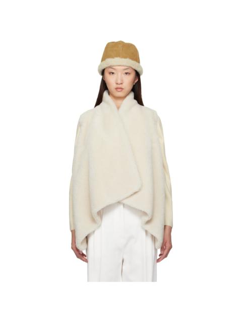 Beige Shawl Collar Faux-Shearling Vest